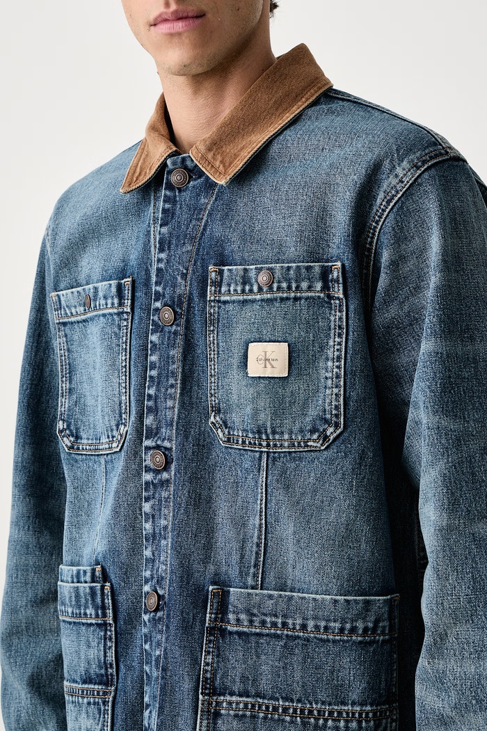 Μεταβατικό μπουφάν ανδρικό ντένιμ Calvin Klein Jeans LV04RH780G μπλε