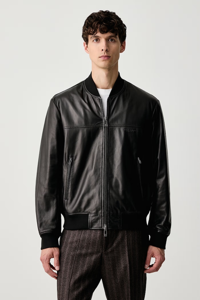 Armani Exchange Куртка-бомбер чоловіча шкіряна чорний XM003354.AF27323