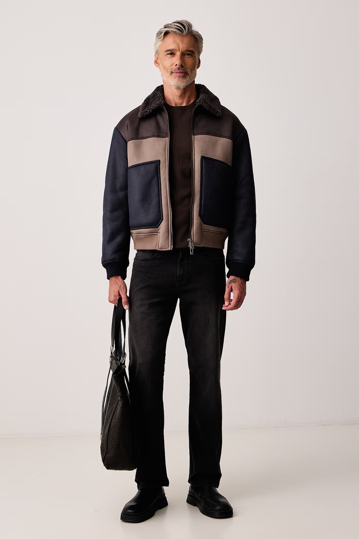 Armani Exchange Kurtka przejściowa męska z imitacji skóry XM003323.AF28562 brązowy AW26