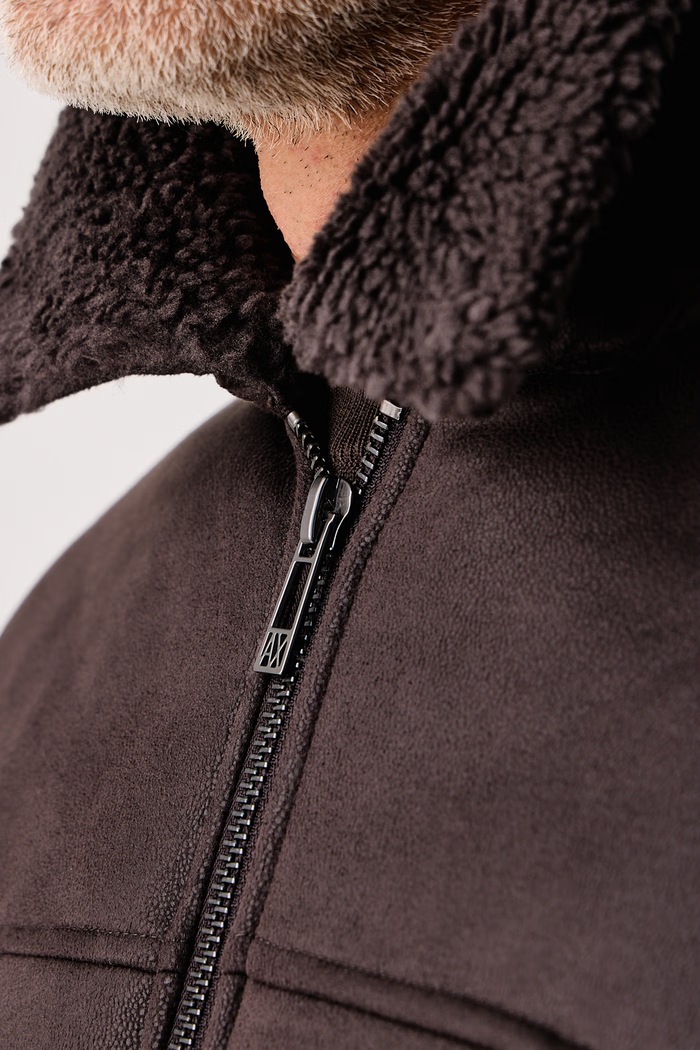 Kurtka przejściowa męska z imitacji skóry Armani Exchange brązowy XM003323.AF28562