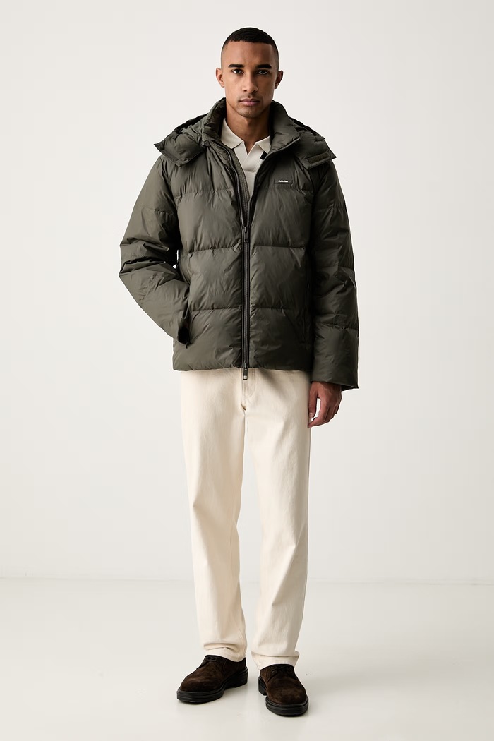 Calvin Klein péřová bunda pánská LV04LH503G zelená AW26