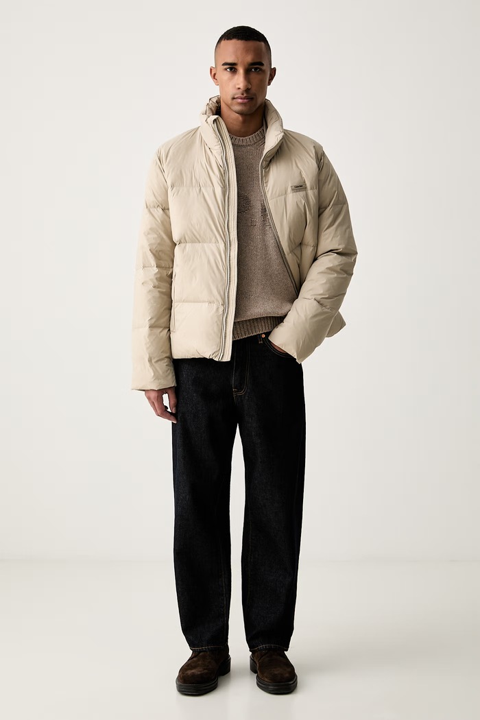 Calvin Klein péřová bunda pánská LV04LH502G béžová AW26