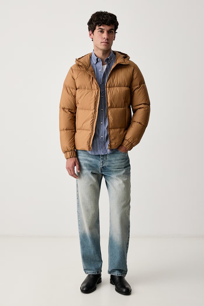 United Colors of Benetton Páperová bunda pánska 2SVCUN07O hnedá AW26