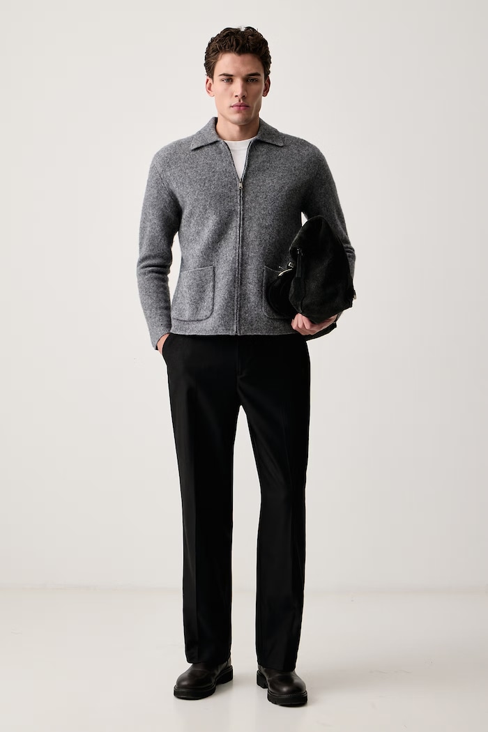 United Colors of Benetton Kardigán pánsky vlnený 19KRU501I sivá AW26