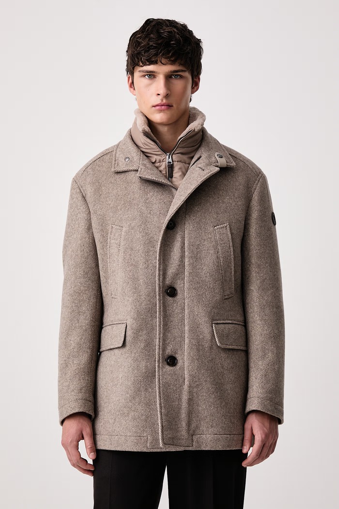 Joop! Płaszcz męski z wełną beżowy 30104938
