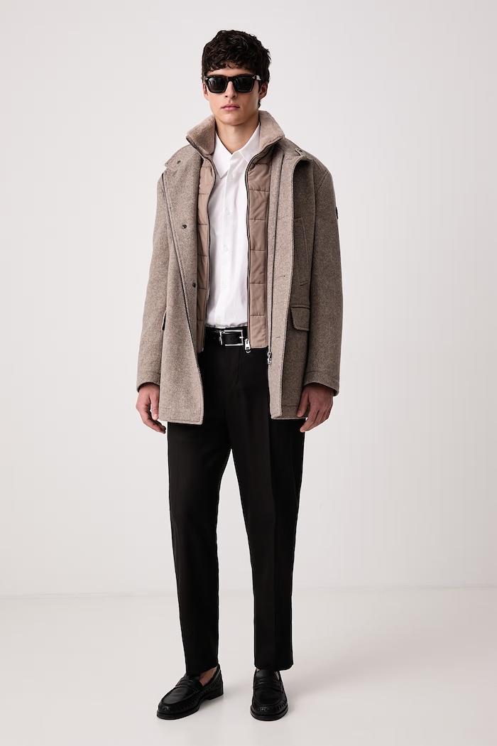 Joop! Płaszcz męski z wełną 30104938 beżowy AW26