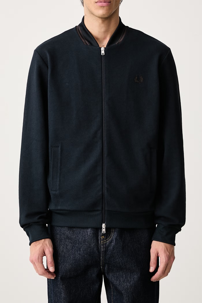 Bluza rozpinana męska z bawełną Fred Perry granatowy J3309.608