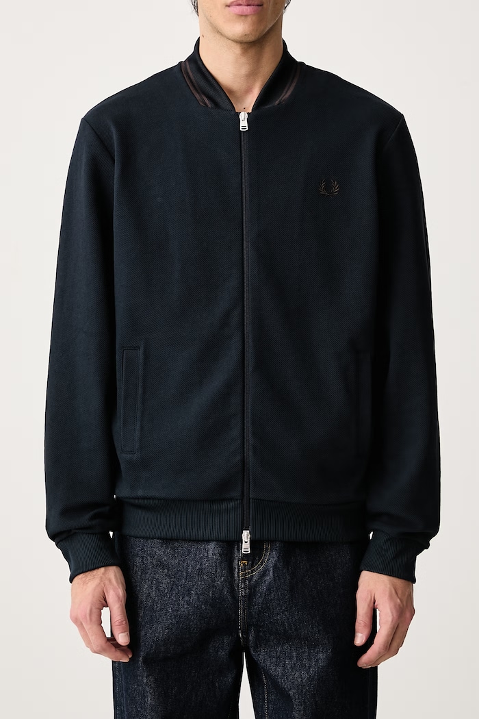 Bluza rozpinana męska z bawełną Fred Perry granatowy J3309.608