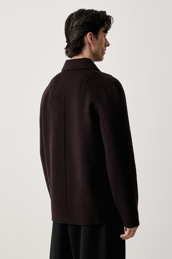 Ρούχα Zadig&Voltaire Μπουφάν ανδρικό με μαλλί VENEZIA WMOW01430 καφέ