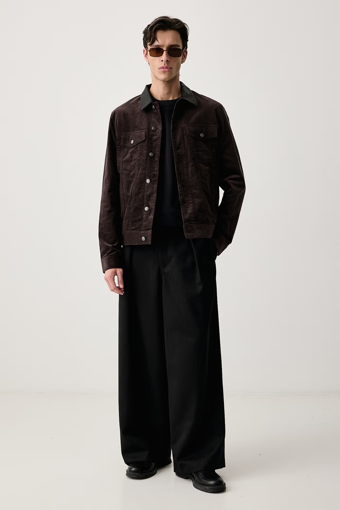 Zadig&Voltaire Μεταβατικό μπουφάν ανδρικό κοτλέ BASES WMOW01445 καφέ AW26