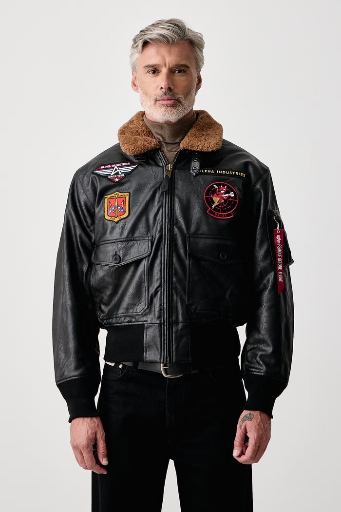 Alpha Industries Bunda pánska z imitácie kože G-1 Devils Brigade Faux Leather Bomber čierna 268133
