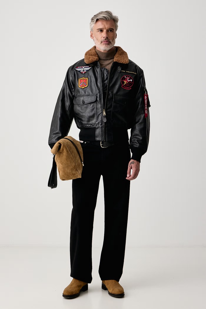 Alpha Industries Bunda pánska z imitácie kože G-1 Devils Brigade Faux Leather Bomber 268133 čierna AW26