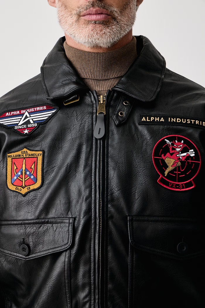 Bunda pánska z imitácie kože G-1 Devils Brigade Faux Leather Bomber Alpha Industries čierna 268133