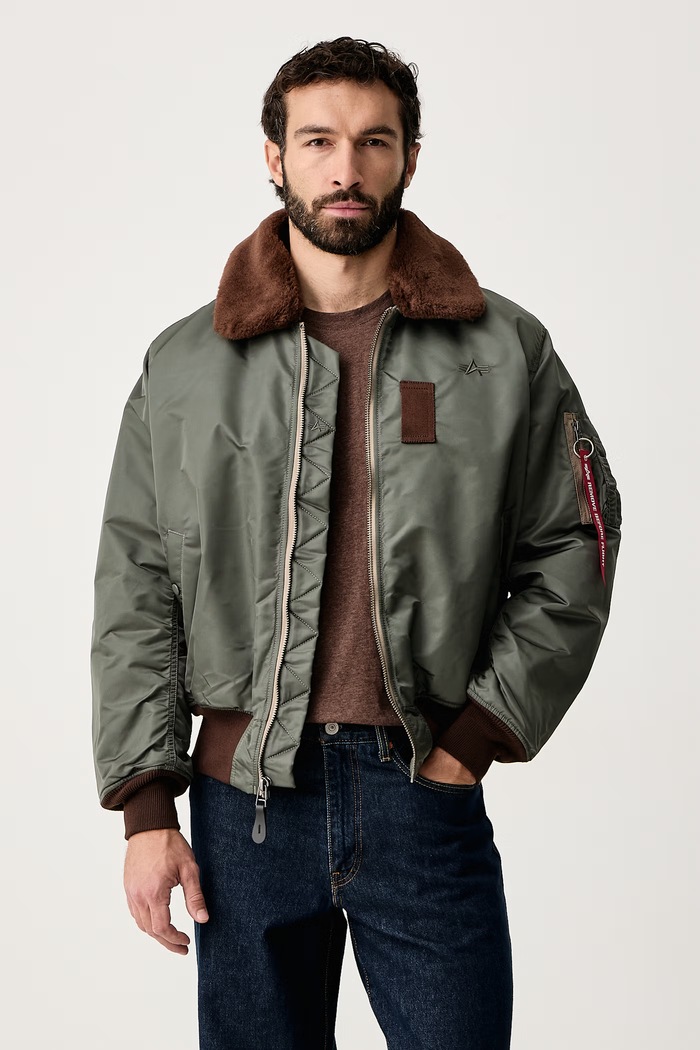Alpha Industries Krátka bunda pánska B-15 Vintage Bomber zelená 268161