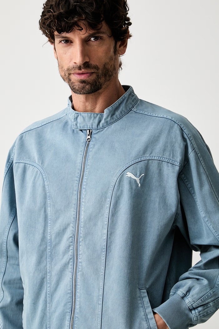 Puma kurtka jeansowa męska bawełniana FUTURE PUMA ARCHIVE niebieski 636718