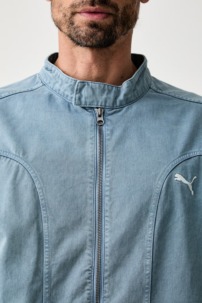 Puma kurtka jeansowa męska bawełniana FUTURE PUMA ARCHIVE 636718 niebieski