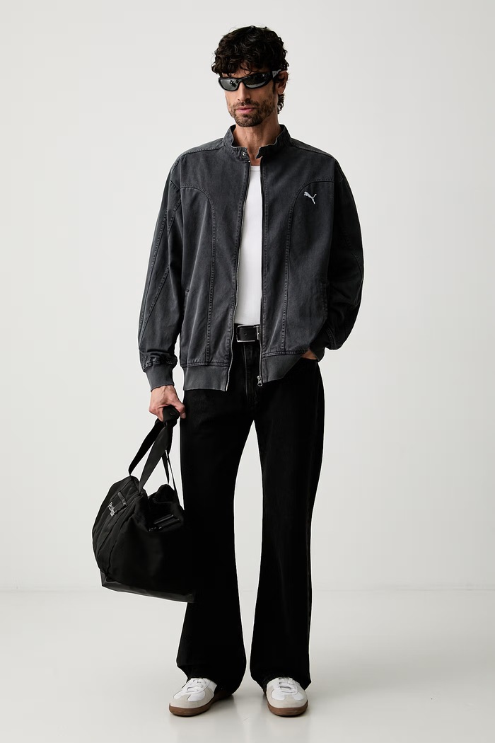 Puma kurtka jeansowa męska bawełniana FUTURE PUMA ARCHIVE 636718 szary AW26