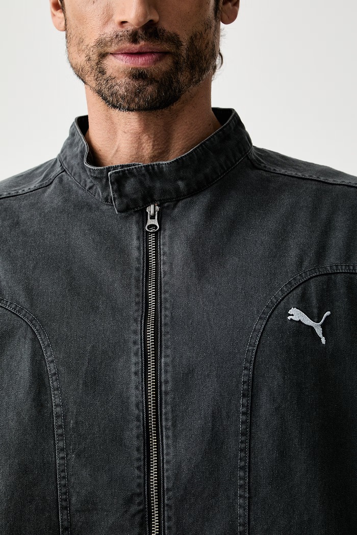 Puma kurtka jeansowa męska bawełniana FUTURE PUMA ARCHIVE 636718 szary
