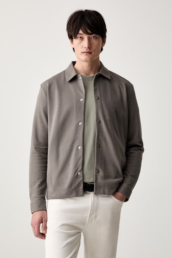 Marc O'Polo bluza rozpinana męska z bawełną szary 5000014575