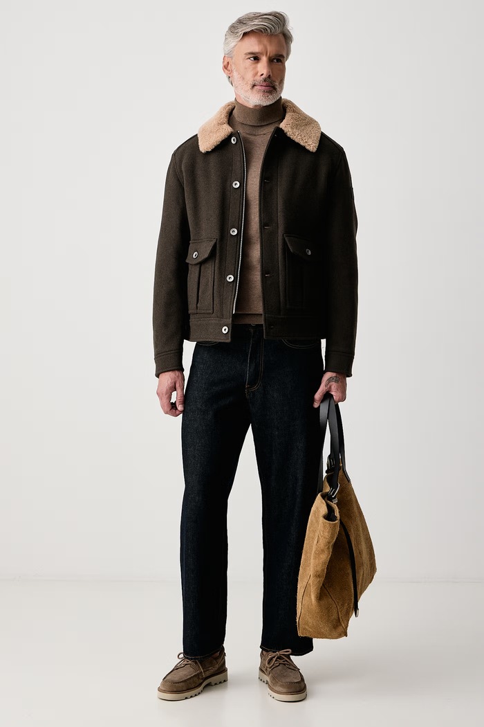 Joop! Krótka kurtka męska z wełną 30105020 zielony AW26