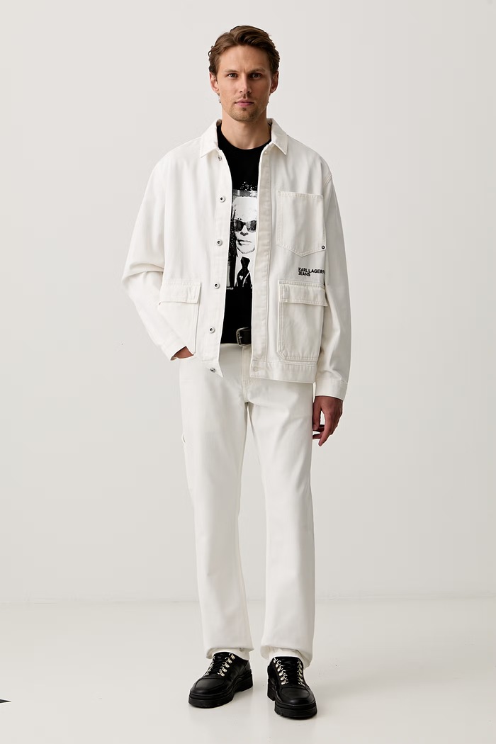 Karl Lagerfeld Jeans kurtka męska jeansowa B3M14022 beżowy AW26