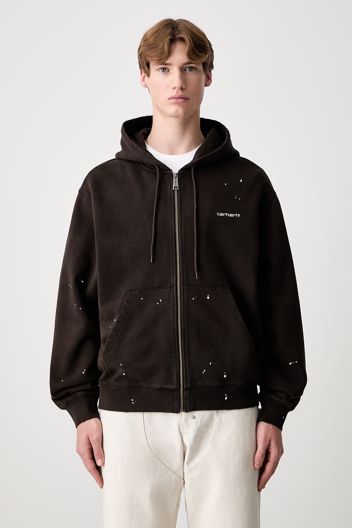 Carhartt WIP Hooded Painter bluza rozpinana z kapturem bawełniana męska brązowy I036913