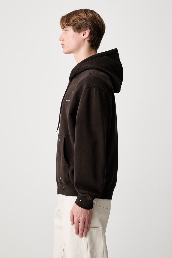 Carhartt WIP Hooded Painter bluza rozpinana z kapturem bawełniana męska I036913 brązowy AW26