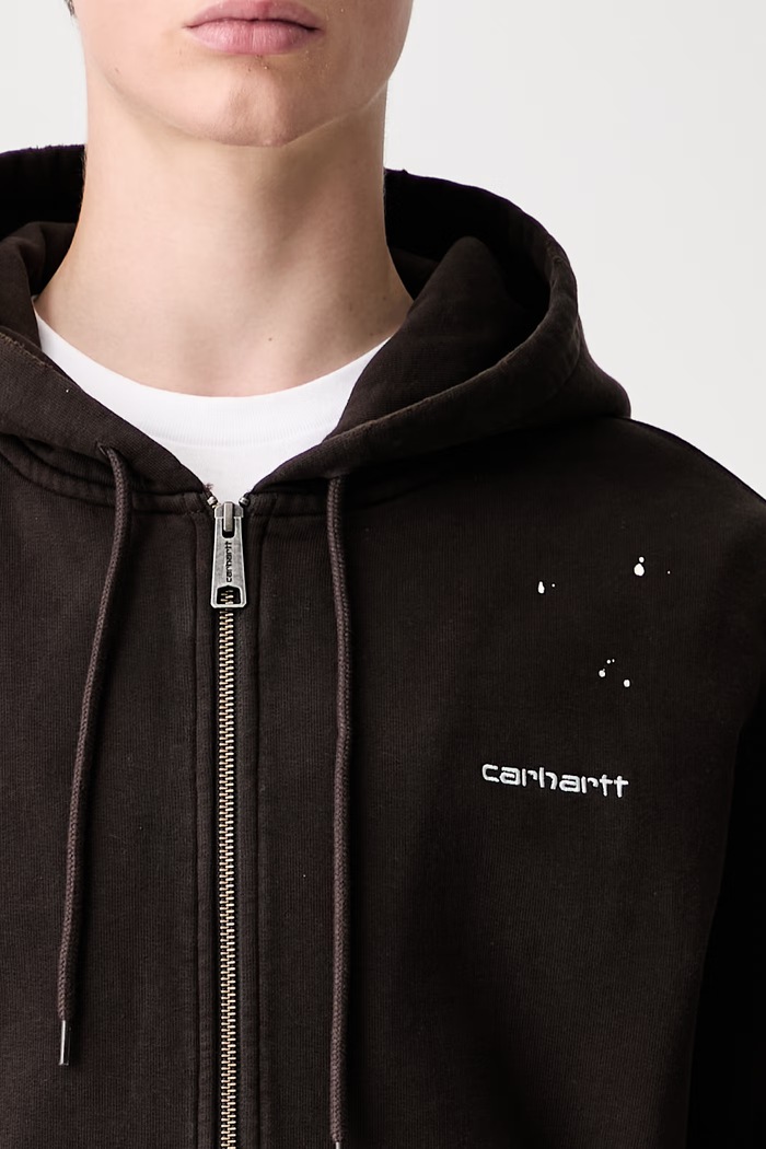 Carhartt WIP Hooded Painter bluza rozpinana z kapturem bawełniana męska brązowy I036913