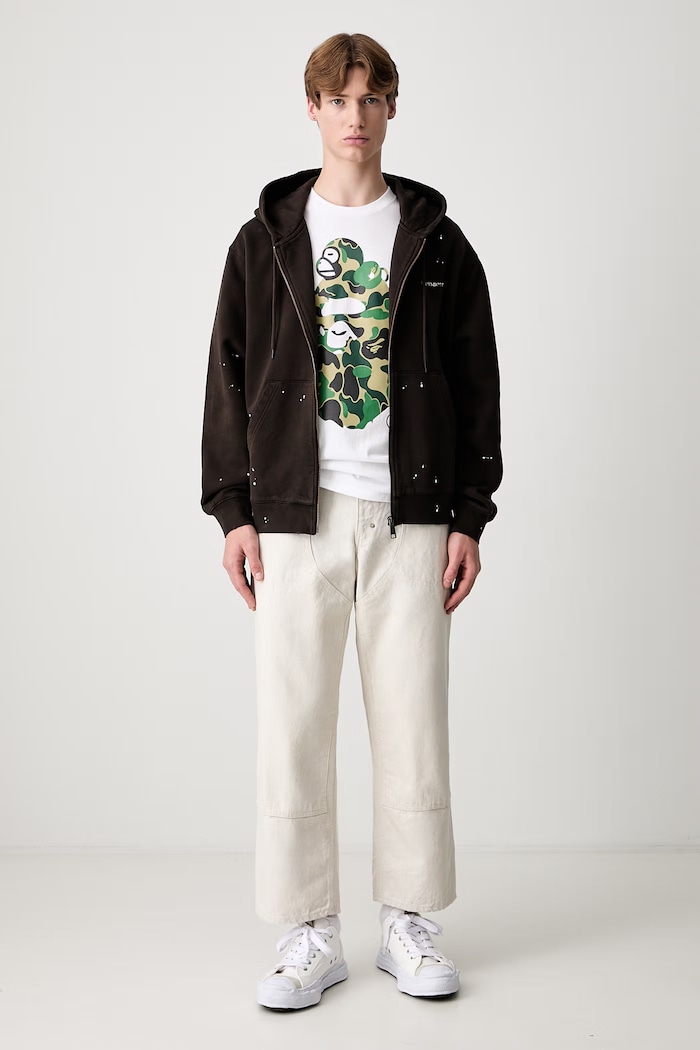 Carhartt WIP Hooded Painter bluza rozpinana z kapturem bawełniana męska I036913 brązowy