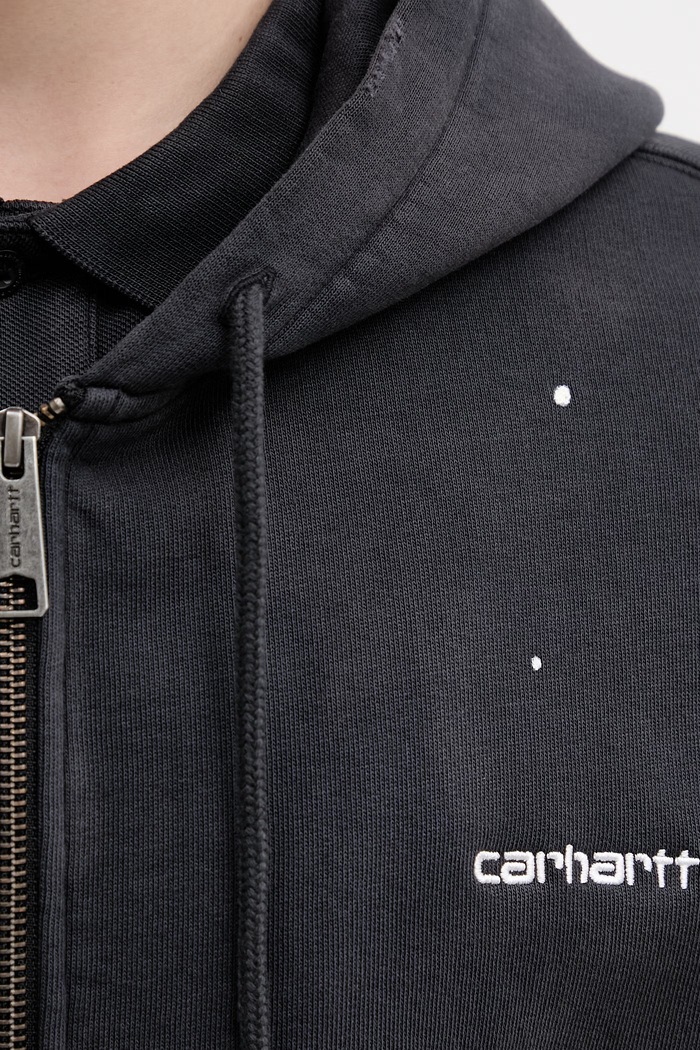 Carhartt WIP Hooded Painter суичър с цип и качулка от памук мъжки черен I036913
