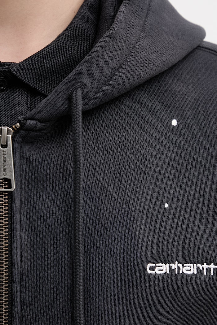 Carhartt WIP Hooded Painter суичър с цип и качулка от памук мъжки черен I036913