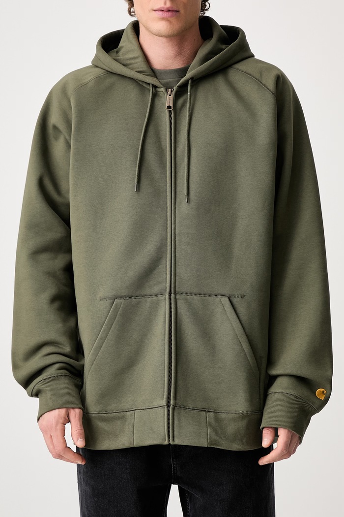 Carhartt WIP Hooded Chase bluza rozpinana z bawełną męska I033664 zielony