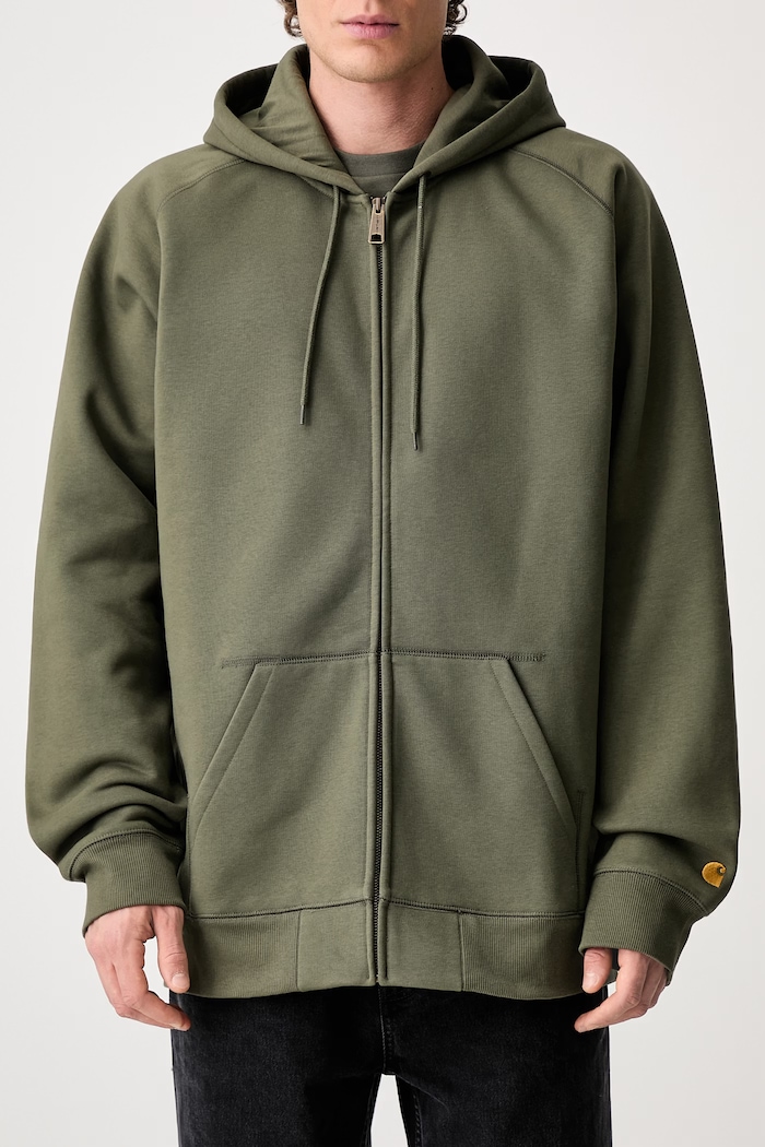 Carhartt WIP Hooded Chase bluza rozpinana z bawełną męska I033664 zielony