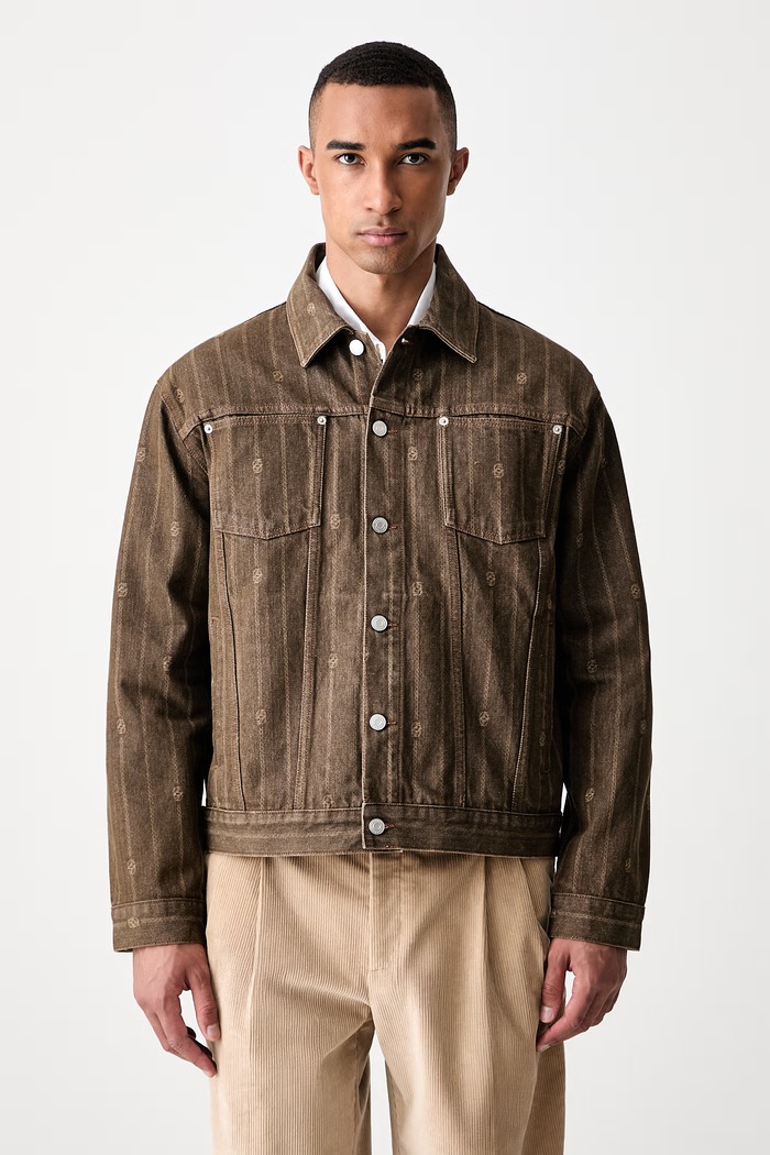 Drôle de Monsieur kurtka jeansowa męska Monogram brązowy L.JT182.CO315