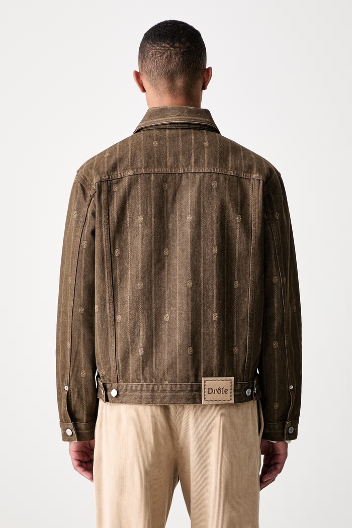 Odzież Drôle de Monsieur kurtka jeansowa męska Monogram L.JT182.CO315 brązowy