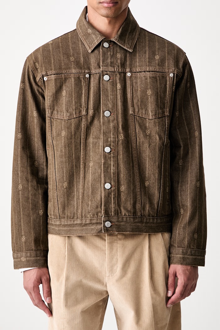 Drôle de Monsieur kurtka jeansowa męska Monogram L.JT182.CO315 brązowy
