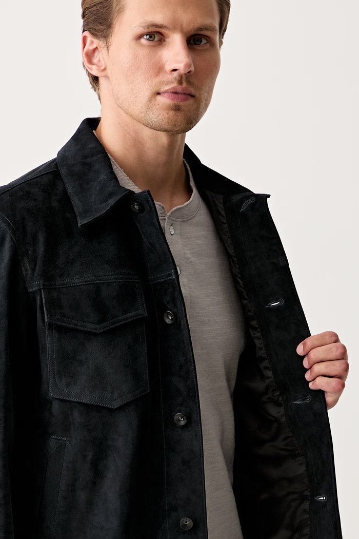 rag & bone prehodna jakna moška semišasta RV4M26P0MSD
