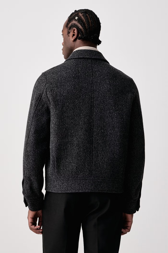 Odzież PS Paul Smith Krótka kurtka męska z wełną M2R.A219.W22789 szary