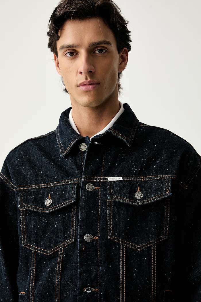 Guess Jeans džínová bunda pánská džínová námořnická modř M6YN38.D1314