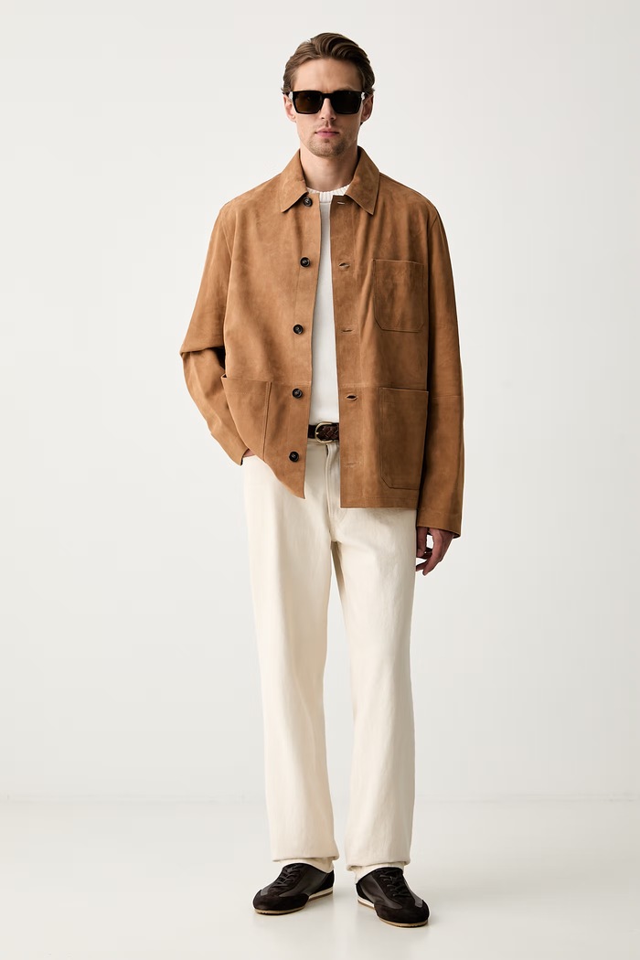 Tommy Hilfiger kurtka koszulowa męska zamszowa MW0MW44296 brązowy AW26