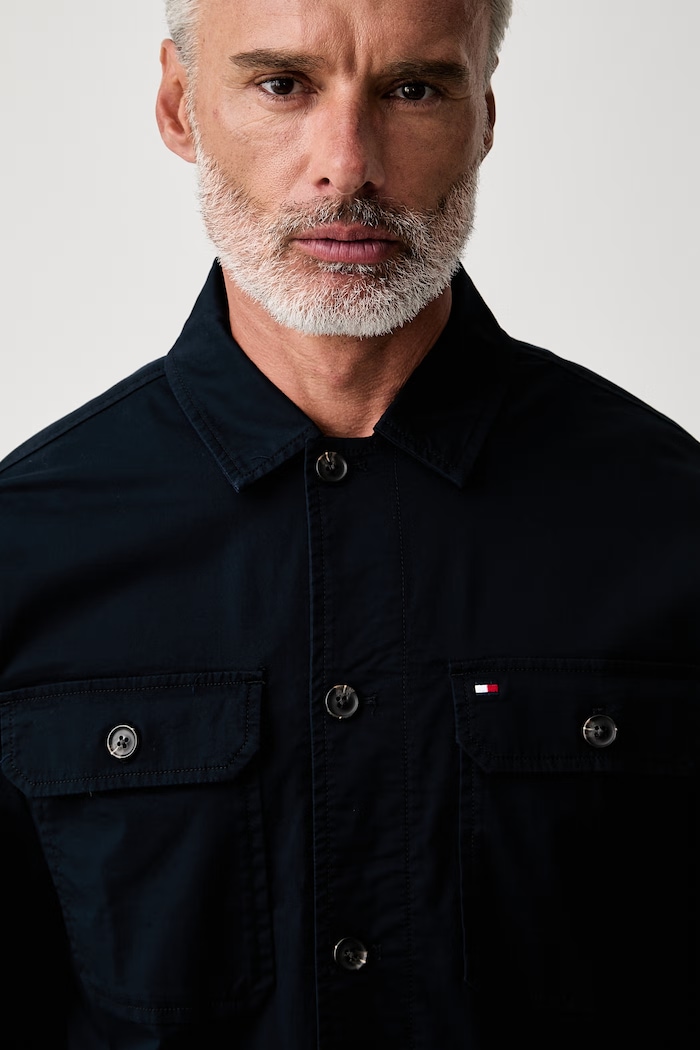 Tommy Hilfiger kurtka koszulowa męska bawełniana granatowy MW0MW43471