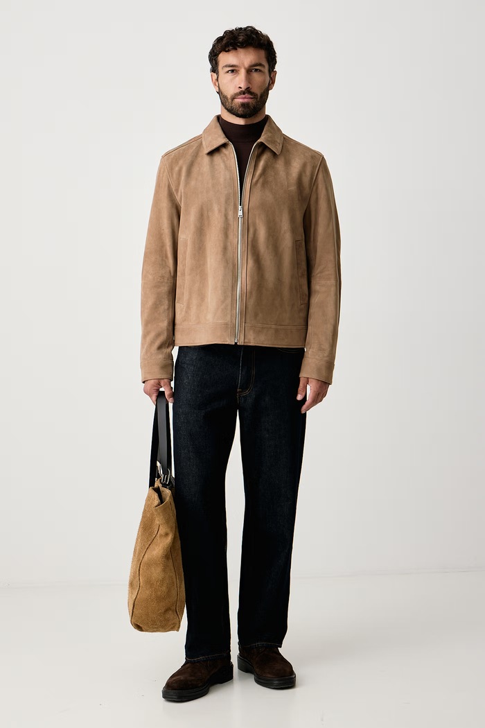 BOSS Krátka bunda pánska semišová H-Malbano7 50563869 béžová AW26