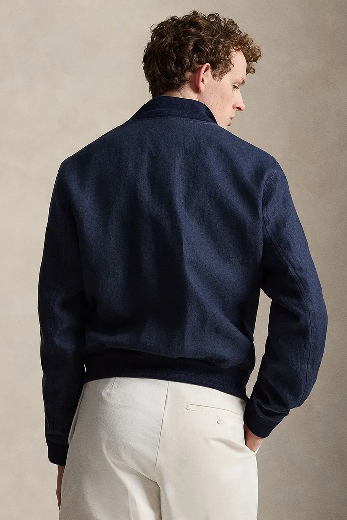 Polo Ralph Lauren krótka kurtka męska lniana 710B17648 granatowy AW26