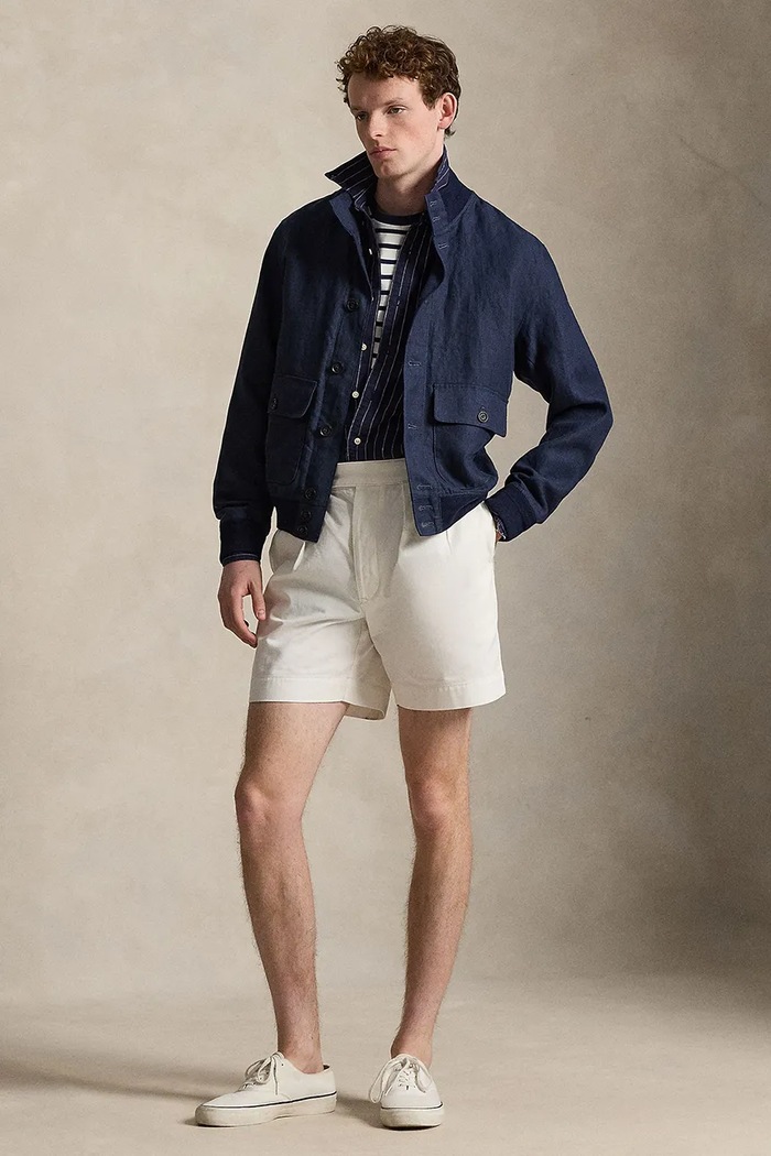 Odzież Polo Ralph Lauren krótka kurtka męska lniana 710B17648 granatowy
