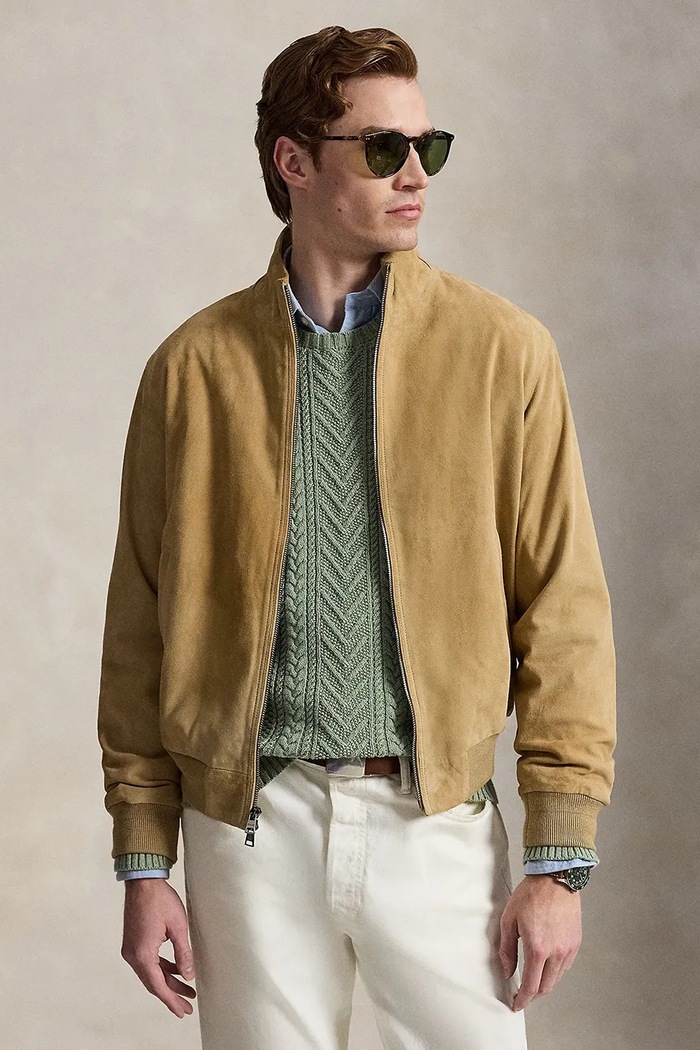 Polo Ralph Lauren kurtka przejściowa męska zamszowa zielony 710970579