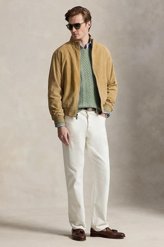 Odzież Polo Ralph Lauren kurtka przejściowa męska zamszowa 710970579 zielony