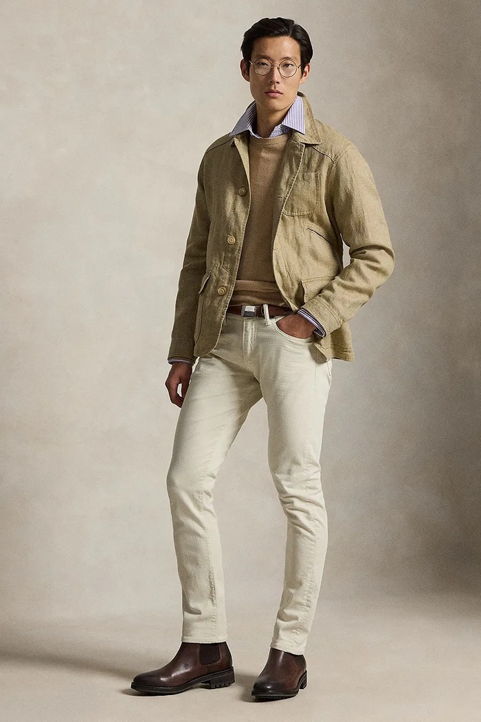 Odzież Polo Ralph Lauren kurtka męska lniana 710956590 zielony
