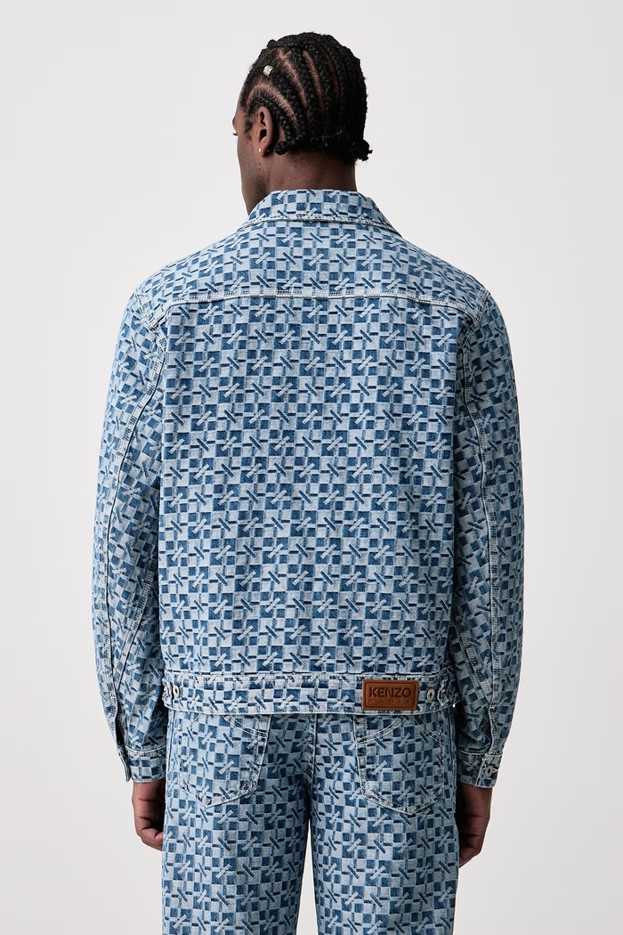 Odzież Kenzo Kurtka jeansowa męska bawełniana FG65DB1077J4 niebieski