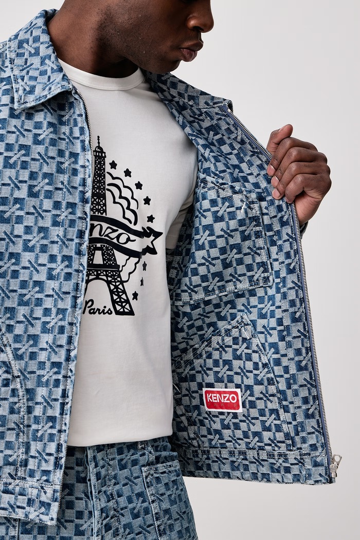 Kenzo Kurtka jeansowa męska bawełniana FG65DB1077J4