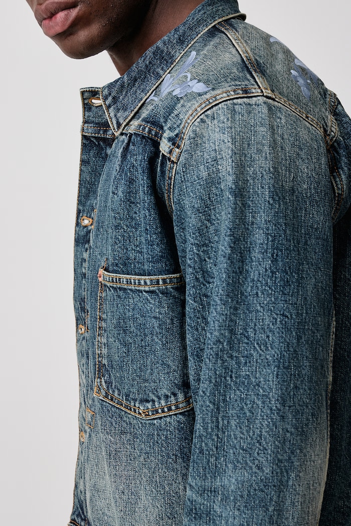 Короткая куртка для мужчин из денима Kenzo FG65DV3156U8 голубой